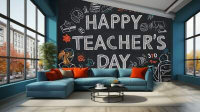 World Teacher's day template design and happy teacher's day, 7 may teacher's day, 2024 international teacher's day. Wall mural