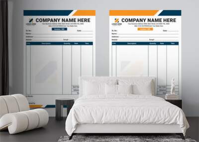 Corporate invoice receipt book design template Wall mural