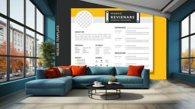 Corporate resume design layout shape, one colors design, vector template in A4 Wall mural