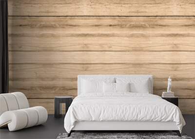 Natural light brown wood board texture or background, horizontal and top down view background. Wall mural