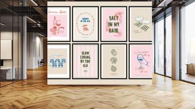 Minimal hand drawn vector dolce vita illustration set with aesthetic quote in a poster frame. Matisse style illustrations.	 Wall mural