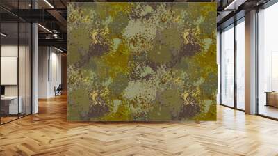 Green military grunge camouflage seamless pattern. Modern abstract grungy brush stroke hunting camo pattern Wall mural