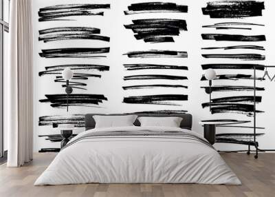 Permanent marker lines for underlining and highlight. Black marker stroke collection.  Wall mural