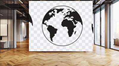 Planet icon set. Global map. Map symbol. international earth globe icon, World globe icon, Line vector Wall mural