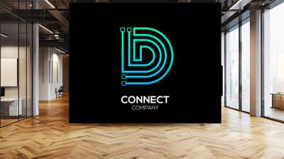 letter d logotype blue and green color,technology and digital abstract dot connection vector logo Wall mural