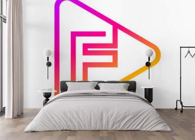 Letter F Multimedia and Play logo design Wall mural