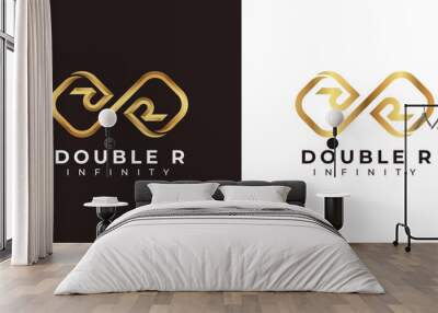 Letter R Infinity Logo design and Premium Gold Elegant symbol for Business Company Branding and Corporate Identity Wall mural