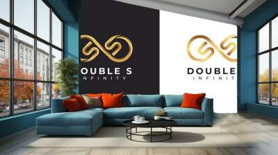 Letter S Infinity Logo design and Gold Elegant Luxury symbol for Business Company Branding and Corporate Identity Wall mural