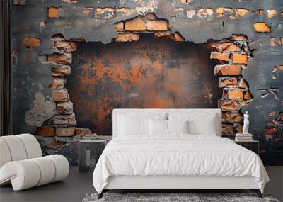 A big hole in a large brick wall Wall mural