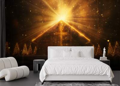 Christmastime idea of worship and giving thanks to God in 3D Wall mural