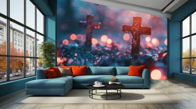 Easter background idea and the symbol of the crosses Wall mural