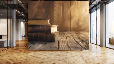 gentle concentration The Bible on a wooden table with space for copies Wall mural