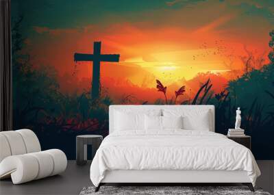 Holiday Cross for Good Friday. The crucifixion of Jesus Wall mural