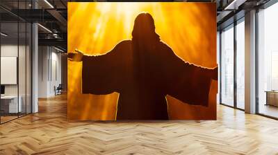 Jesus's illuminated silhouette Wall mural