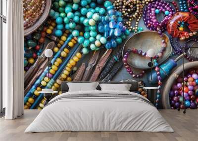 Tools for Making Jewelry and Beads for Displaying Jewelry Wall mural