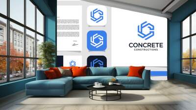 elegant letter C concrete construction design inspiration. premium vector Wall mural