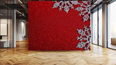 Christmas decor on red Wall mural