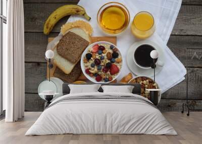 Healthy breakfast on table Wall mural