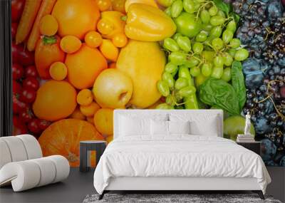 Rainbow fruit and vegetable background Wall mural