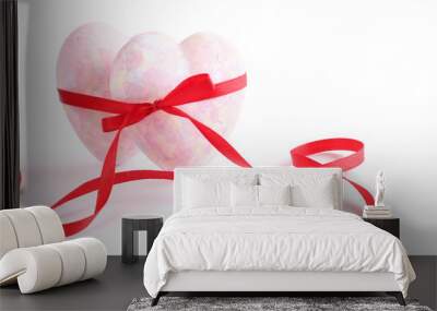 Two hearts tied with ribbon Wall mural