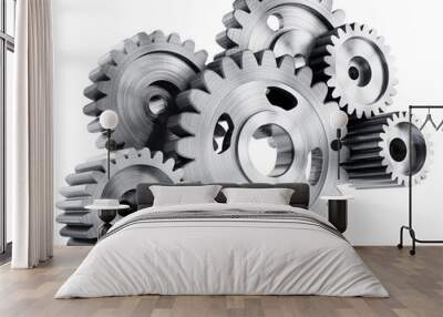 Attached gears on transparent background Wall mural