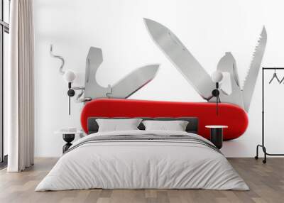 Generic Swiss knife isolated on white background. 3D illustration Wall mural