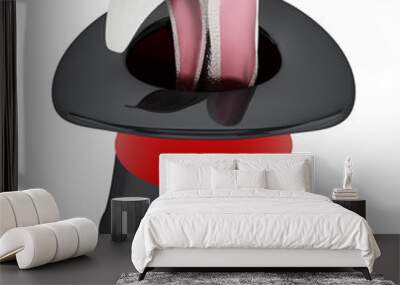 Illusionist hat and rabbit ears isolated on white background. 3D illustration Wall mural