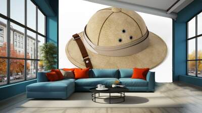 Vintage explorer hat isolated on white background. 3D illustration Wall mural