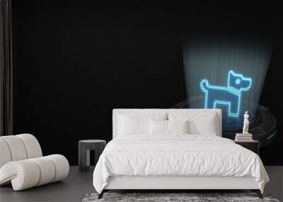 3d hologram symbol of dog icon render Wall mural