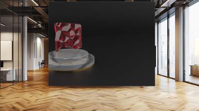 3D rendering of red gemstone symbol of black bubble speech icon Wall mural