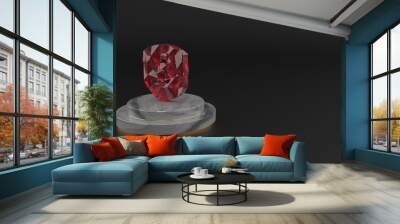 3D rendering of red gemstone symbol of dollar  icon Wall mural