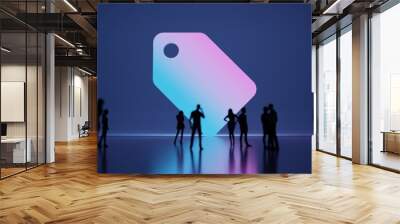 3d rendering people in front of symbol of label on background Wall mural