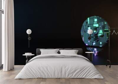 science fiction metal symbol of golf ball icon render Wall mural