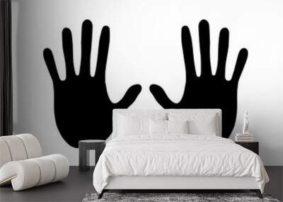 two handed silhouette model. palm hand people Wall mural