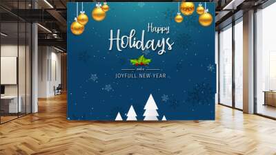 happy holidays and joyful new year greeting card. happy holidays and joyful new year vector design. Wall mural