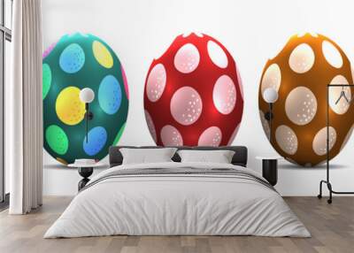 Luxury shiny colorful easter eggs vector graphic. Ostereier, Eier, Ostern, nebeneinander, farbig, bunt, gefärbte. Wall mural