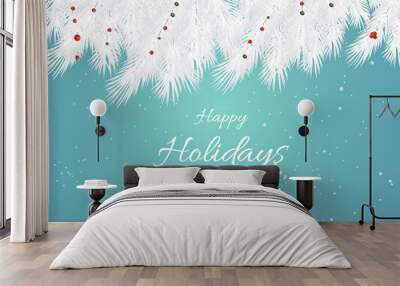 
Turquoise Happy Holidays and Joyful New Year Vector Illustration. Happy holidays vector. Wall mural