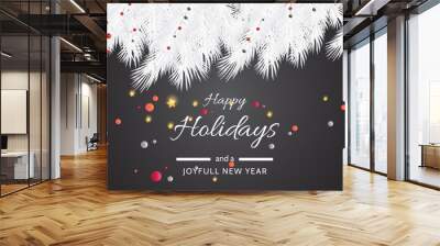 
Turquoise Happy Holidays and Joyful New Year Vector Illustration. Happy holidays vector. Wall mural