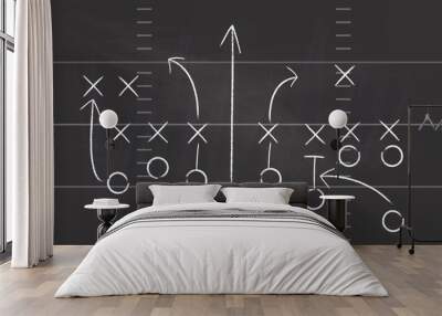 Vector Football Play. Football America. NFL American football formation tacticson. American football field tactics. Touchdown. Wall mural