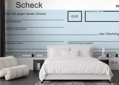 Vektor-Check mit modernem Design. Original Scheck - blanko blue. Blankoüberprüfung mit freiem Platz für Ihren Text. Wall mural