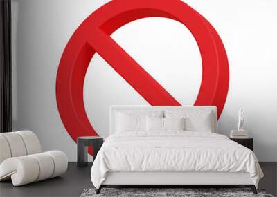 3d ban icon. prohibited icon, restrict symbol. cancel, delete, embargo, exit, interdict, negative, f Wall mural