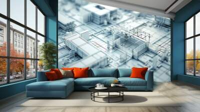 Civil engineering plan concept. Building construction project Wall mural