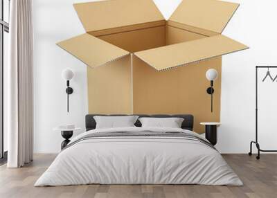 Open cardboard box on transparent background Wall mural