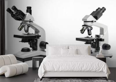 Set of microscope isolated on transparent and white background Wall mural