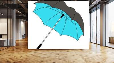 vector illustration of a black umbrella on a white background. an isolated object. Wall mural