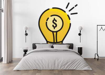 Bulb and money icon Wall mural