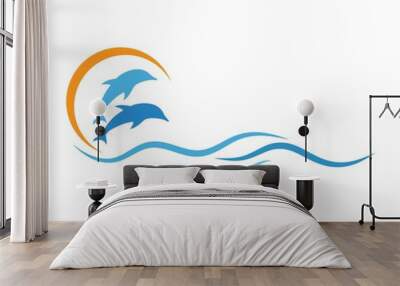 Dolphin logo icon vector Wall mural