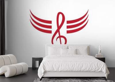 Music note wing logo vecto Wall mural