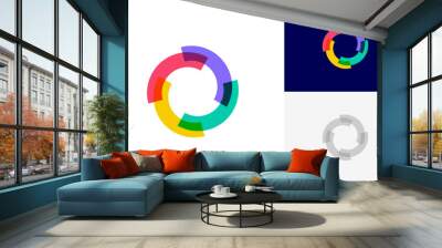 abstract circle rotation, abstract circle motion overlapping logo icon design vector Wall mural