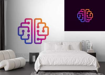 brain technology logo design vector Wall mural